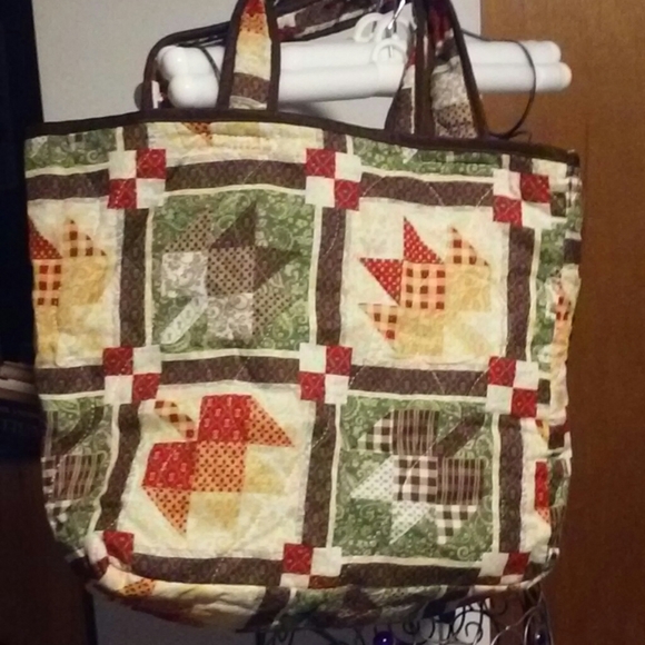 Maple Leaf Block Printed Tote Bag - Picture 2 of 5
